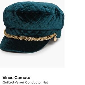 Vince Camuto Quilted Velvet Conductor Hat Green OS